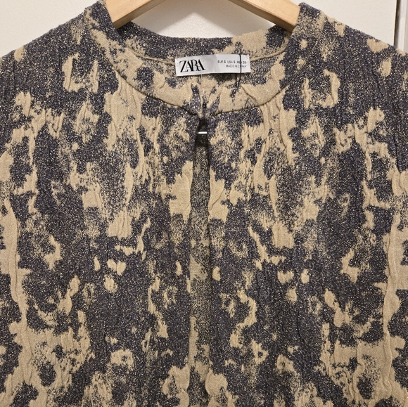 Zara Limited Edition Jaquard Knit Duster Coat Size Small Gold/ Grey,Blue - Picture 8 of 14